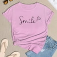 thumbnail image 5 of MIXUE Womens Summer Tops Letter Print Crew Neck Short Sleeve Fashion Casual Shirts For Women T-shirts Streetwear,Pink,M, 5 of 7