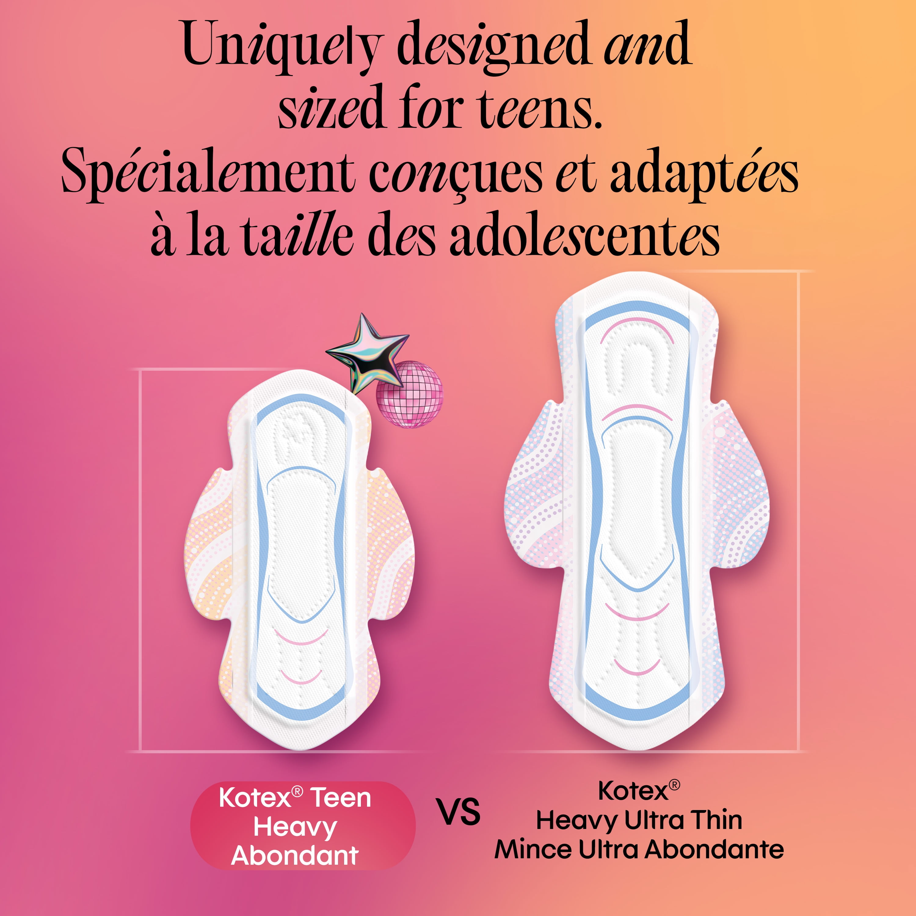 Kotex Ultra Thin Teen Pads with Wings, Heavy Absorbency, 36 Count