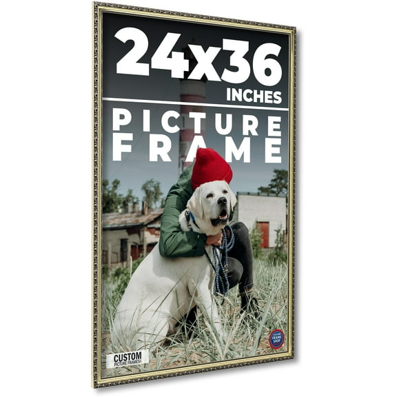 24x36 Frame Silver Solid Wood Picture Frame Width 1.125 Inches | Interior Frame Depth 0.375 Inches