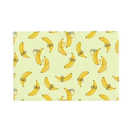 

Table Placemats Set of 6 - Bananas 12x18 In Faux Linen Double Heat Resistant Place Mats Cloth Indoor/Outdoor Placemats Washable Table Mats for Dining Kitchen Party