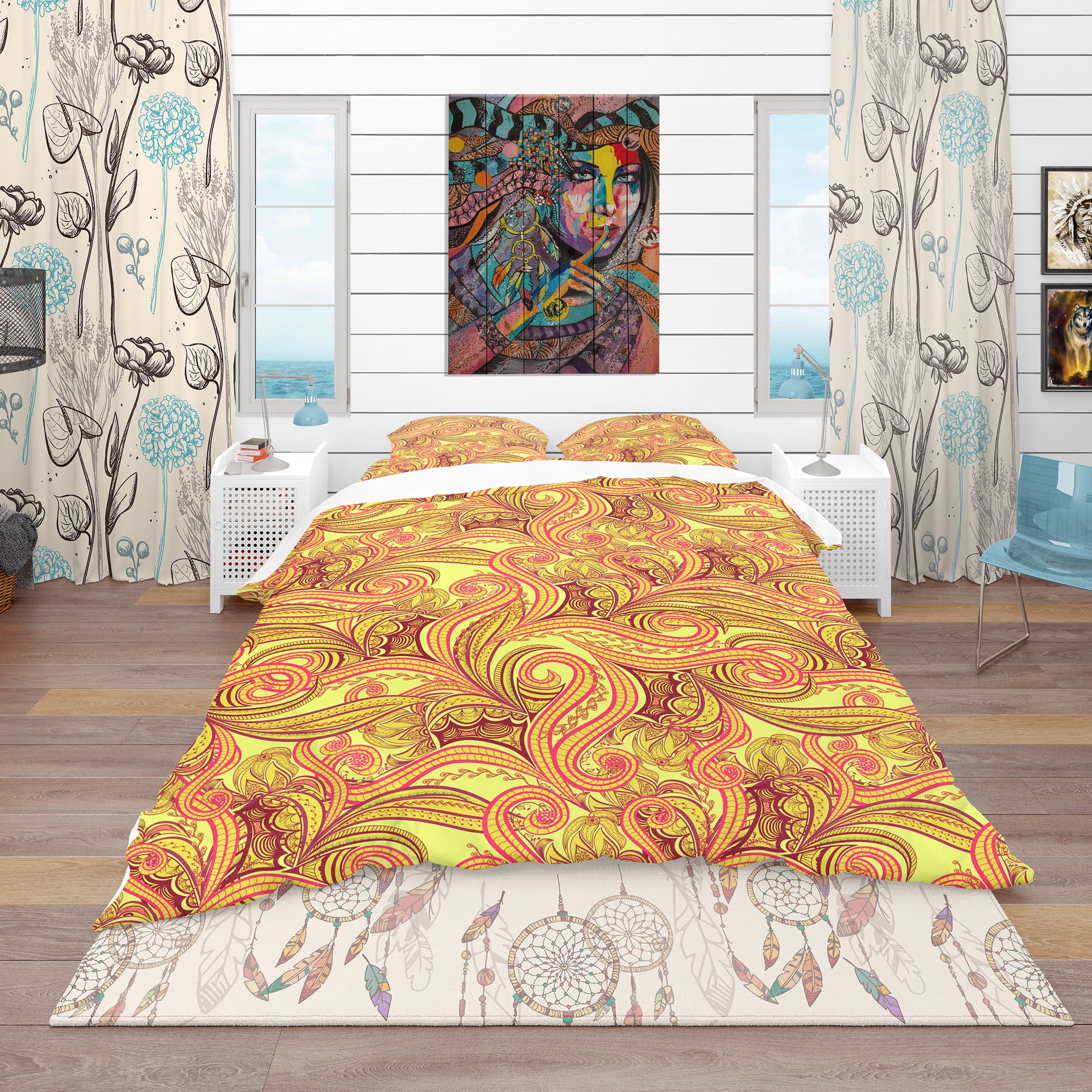 Designart 'Ornament Ethnic Abstract Pattern' Bohemian & Eclectic Duvet Cover Set
