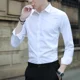 thumbnail image 3 of Camisa blanca de manga larga para hombre, de moda, de primavera y otoño, estilo coreano, de corte entallado, con silueta suave y decorativa, para hombre, 3 of 4