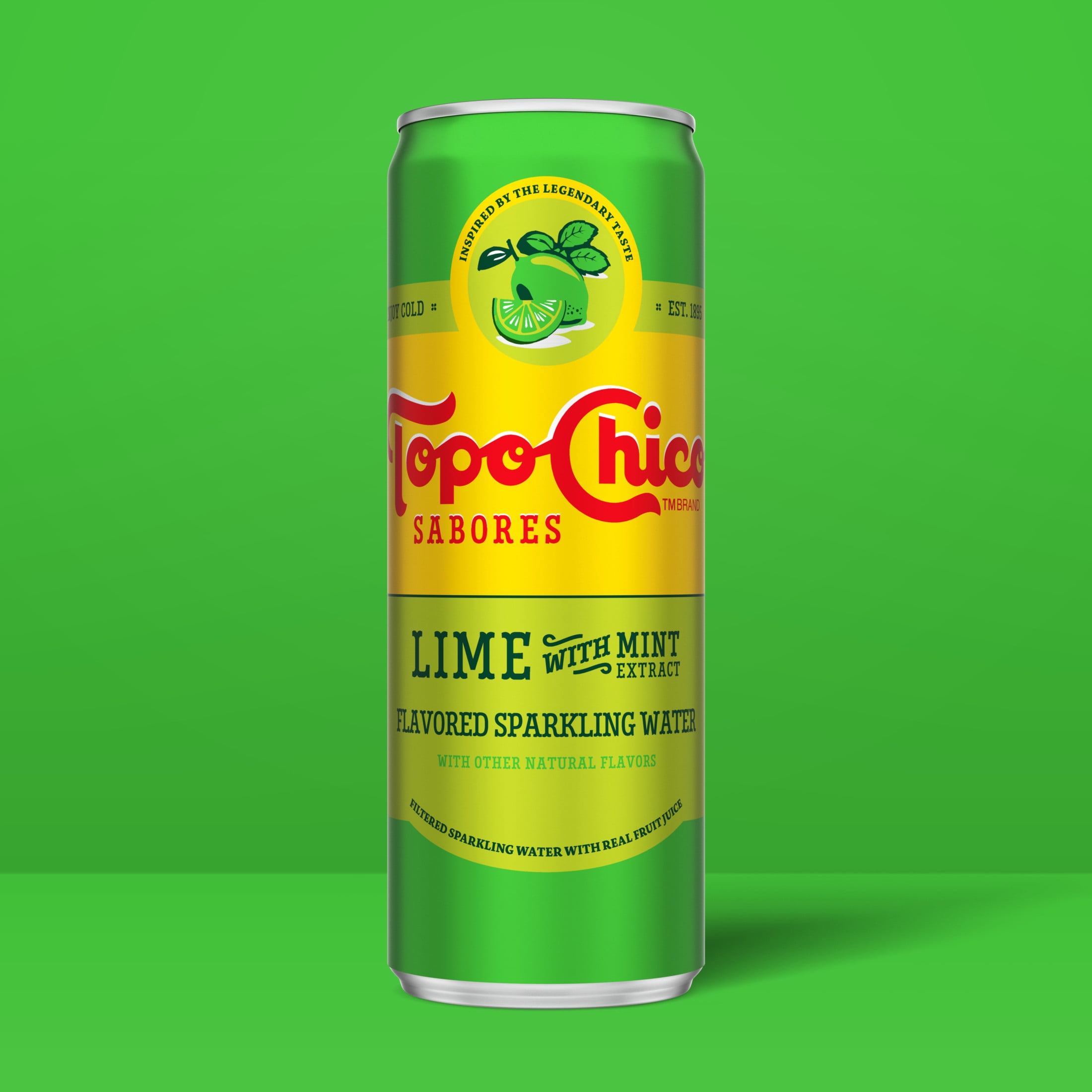 Topo Chico Sabores Lime with Mint Extract Flavored Sparkling Water Cans, 12 fl oz, 8 Pack