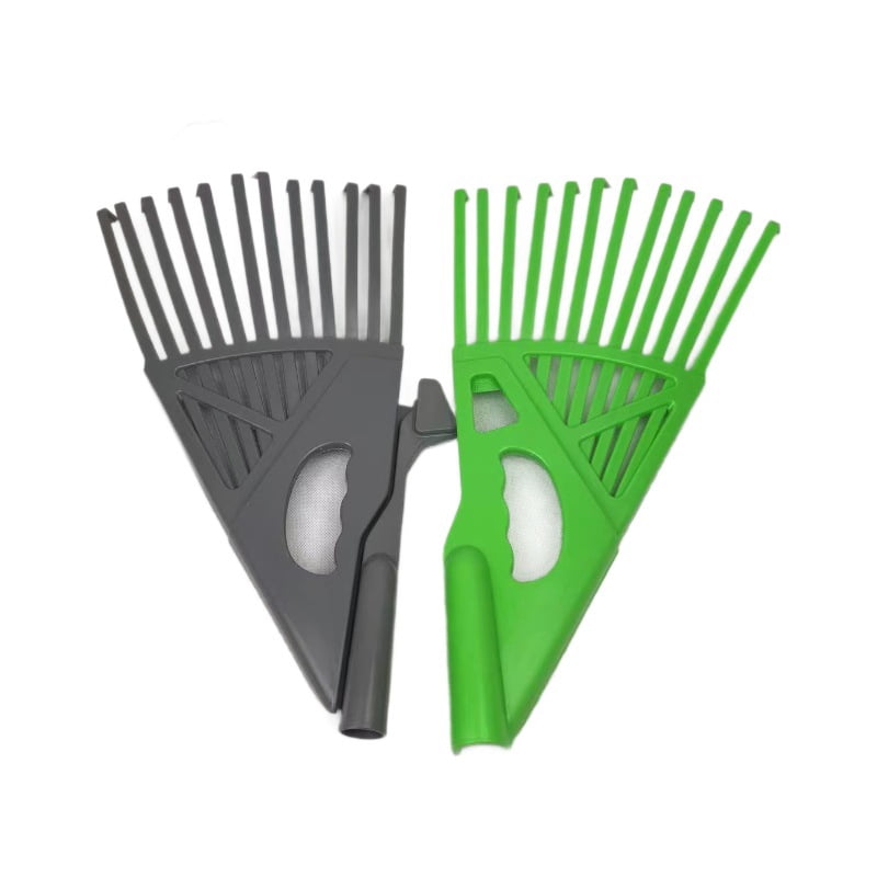2-in-1 Handheld Garden Tool with Long Handle Extension, Leaf Rake and Grabber Combo, Adjustable Tine Rake for Yard Lawn Cleanup