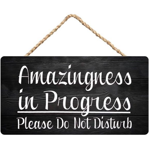 Wood Sign 6x12 Inch Funny Amazingness In Progress Please Do Not Disturb Wood Sign Virtual Work Learning Decor Wooden Hanging Sign Wall Plaque Decor School Classroom Home Teacher Party Decor Black