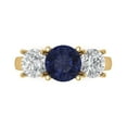 thumbnail image 2 of 3.25ct round cut blue sapphire 14k yellow gold 3 stone Bridal Wedding Engagement Promise Anniversary Ring for Women size 6, 2 of 7