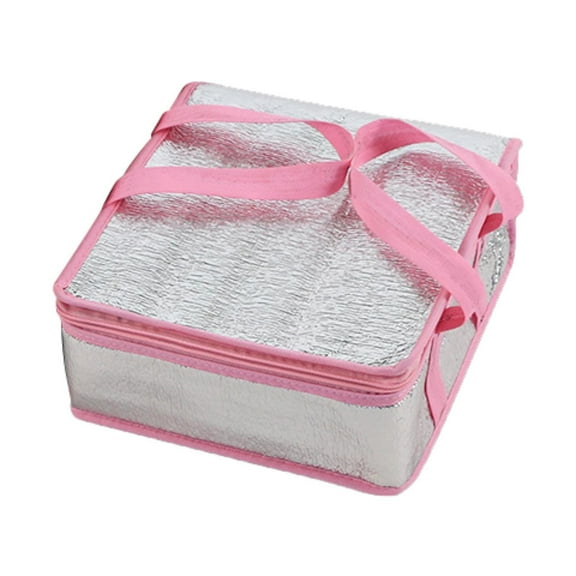 Zxpjkyu Pizza Delivery Bag Insulated Grocery Bag Transport Carry Hot Cold Portable Pizza Pink 35x35x10cm