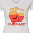 thumbnail image 4 of Inktastic Hooray It's Fry-Day with Cute Fries Women's V-Neck T-Shirt, 4 of 5
