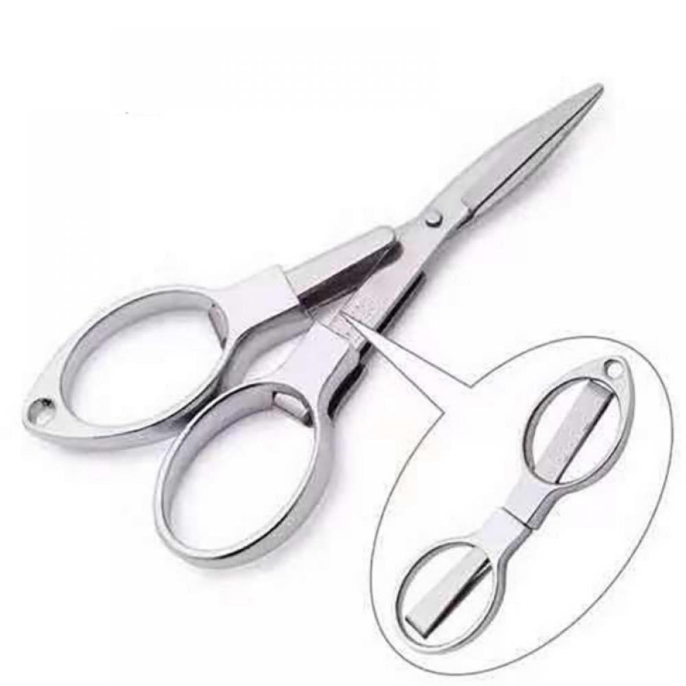 Folding Scissors,Safe Portable Travel Scissors,Stainless Steel Telescopic Cutter Used for outdoor Home Office, Safety Portable Travel Trip Scissors