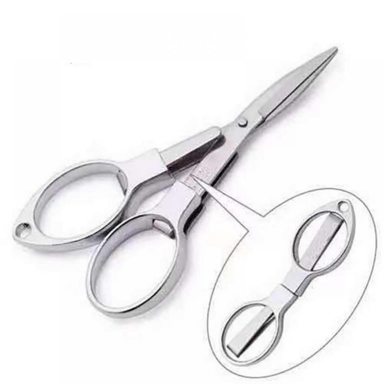 Portable Folding Fishing Scissors 8 Word Scissors Fishing Tackle  Accessories With Easy Pull Buckle Stainless Steel Scissors Combination