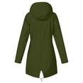 thumbnail image 6 of Xaqiouau Womens Striped Lined Hooded Jacket Mid-Length Water-Resistant Windproof Coat Quick Dry Lightweight Outerwear Outdoor Hiking Casual Daily Windbreaker Army Green XXL, 6 of 7