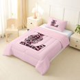 thumbnail image 2 of Erosebridal Black Pink Leopard Print Bow Knot Girl Twin Comforter Sets 3-Piece,Personalized Initial L Bedding Set For Teens,Pink Reversible, 2 of 6