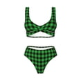 thumbnail image 4 of Daiia Buffalo Plaid Green Black Women's Bikini Set Two Piece Swimsuit High Waisted Bikini Adjustable Straps Bikini Perfect for Beach, Pool, and Summer Vacation-Medium, 4 of 9