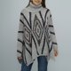 thumbnail image 1 of Pntutb Jersey de cuello alto para mujer con abertura larga y manga suelta con patrón retro Pntutb Pntutb-3191, 1 of 6