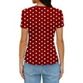 thumbnail image 4 of Ploka Dots Tight T-Shirt for Women Summer Slim Fit Crewneck Short Sleeve Baselayer Tee Tops Going Out Cropped Blouse, 4 of 6