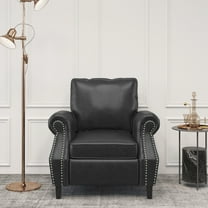 Noble House Amedou Faux Leather Club Chair with Nailhead Trim, Midnight Black and Dark Brown