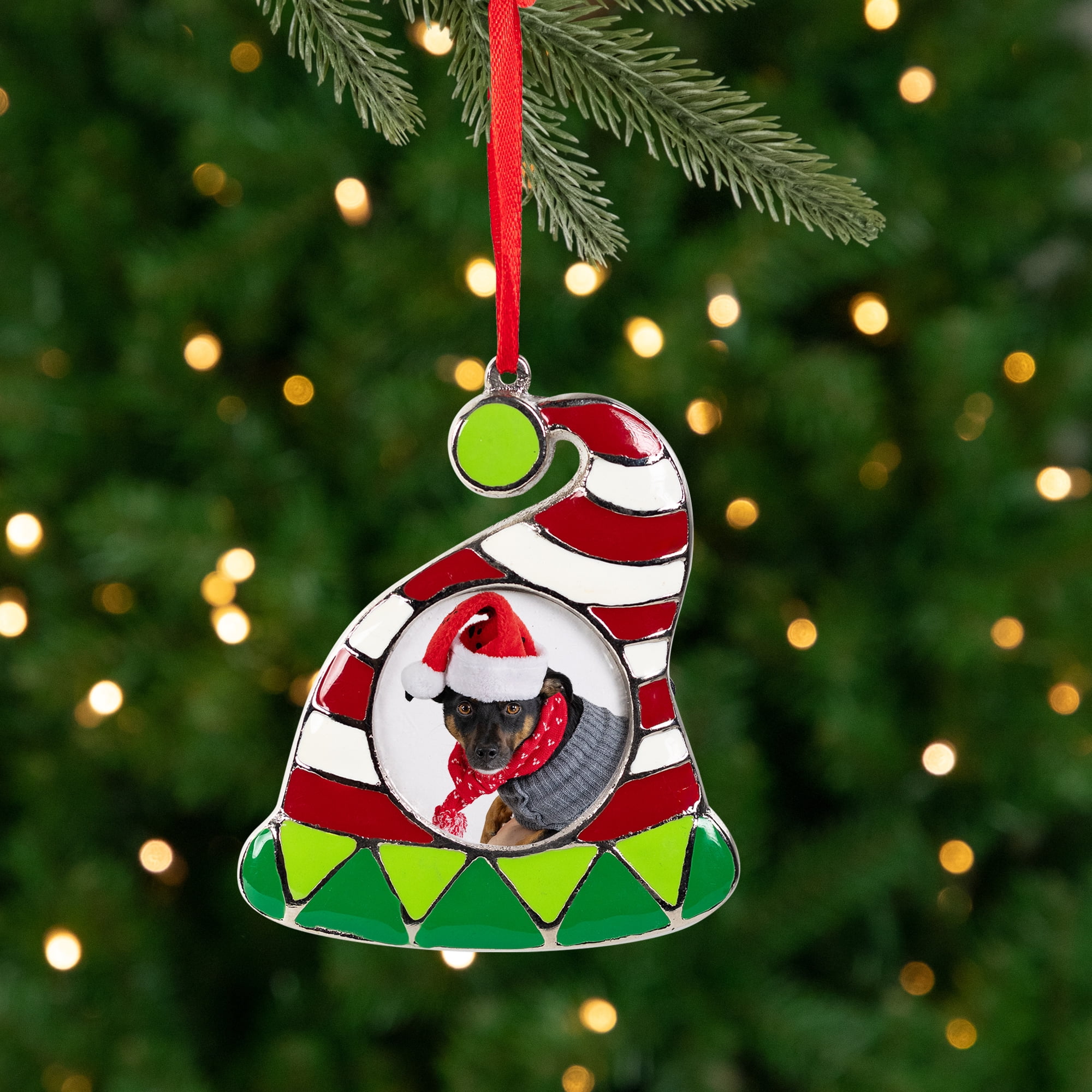 Santa Hat Photo Frame Christmas Ornament - 3.5"