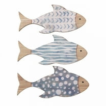 LAMIRO 3pcs Wooden Fish Wall Art Beach Themed Decor Coastal Style Wall Decor Rustic Fish Wall Hanging For Lake House Decoration