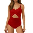 thumbnail image 1 of Womens Cutout High Waist One Piece Swimsuit - Wrap Tie Back Ruched Design - Push Up Padded Beach Pool Bathing Suit, 1 of 4