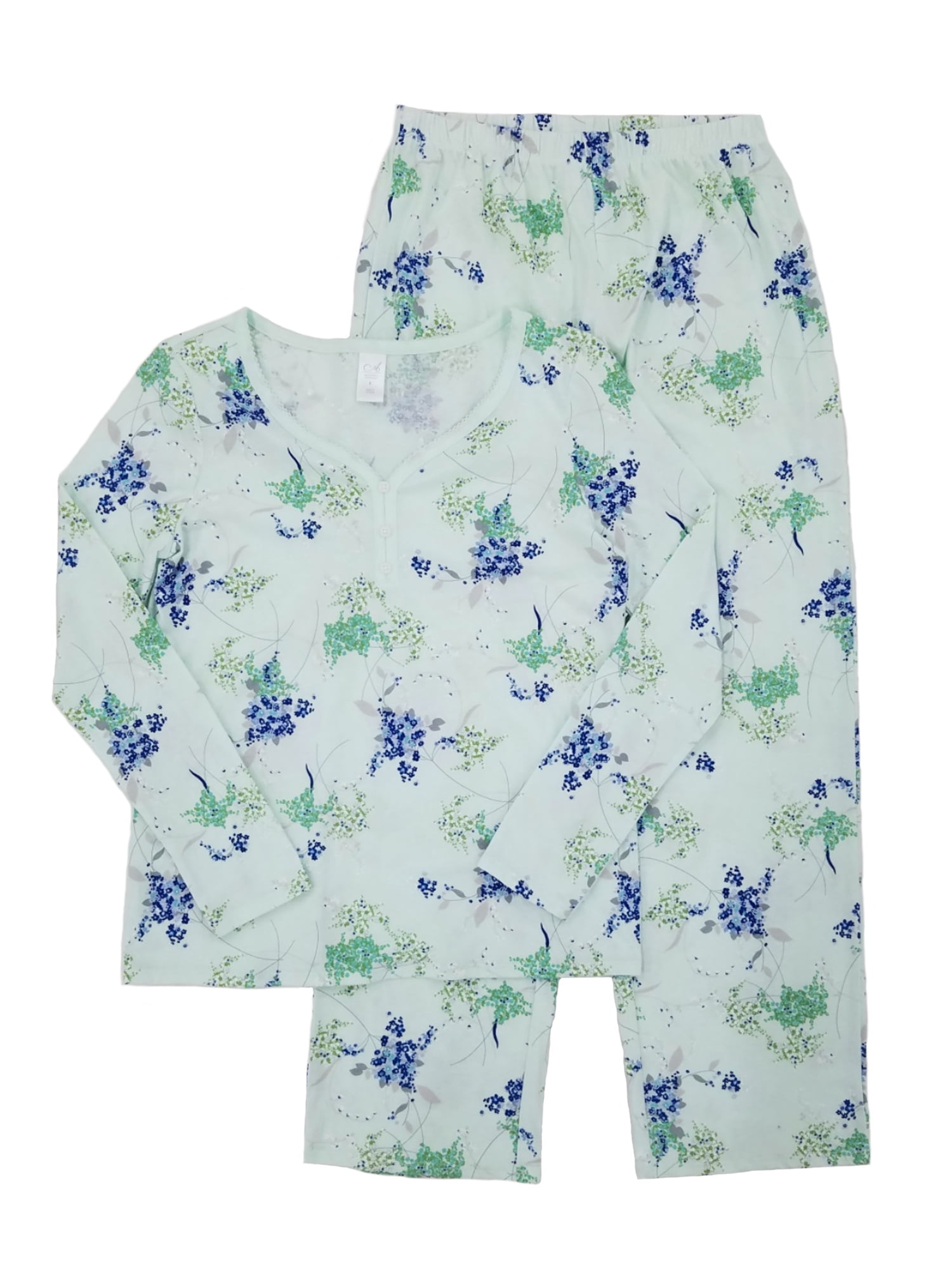 adonna-womens-mint-blue-floral-cotton-blend-pajamas-sleepwear-set-s