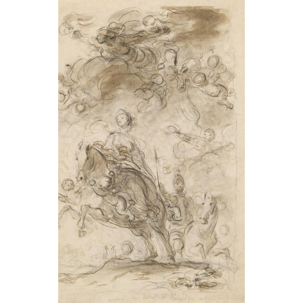 Jean-Honoré Fragonard 13x18 Black Modern Framed Museum Art Print Titled - Orlando and Angelica Arrive at Charlemagne's Camp