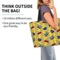 thumbnail image 2 of Pofeuu 90s Audio Tape Print Reusable Grocery Bags - Washable, Foldable, Packable Tote, Large Handles, Heavy Duty, Zippered Top Pouch, 2 of 8