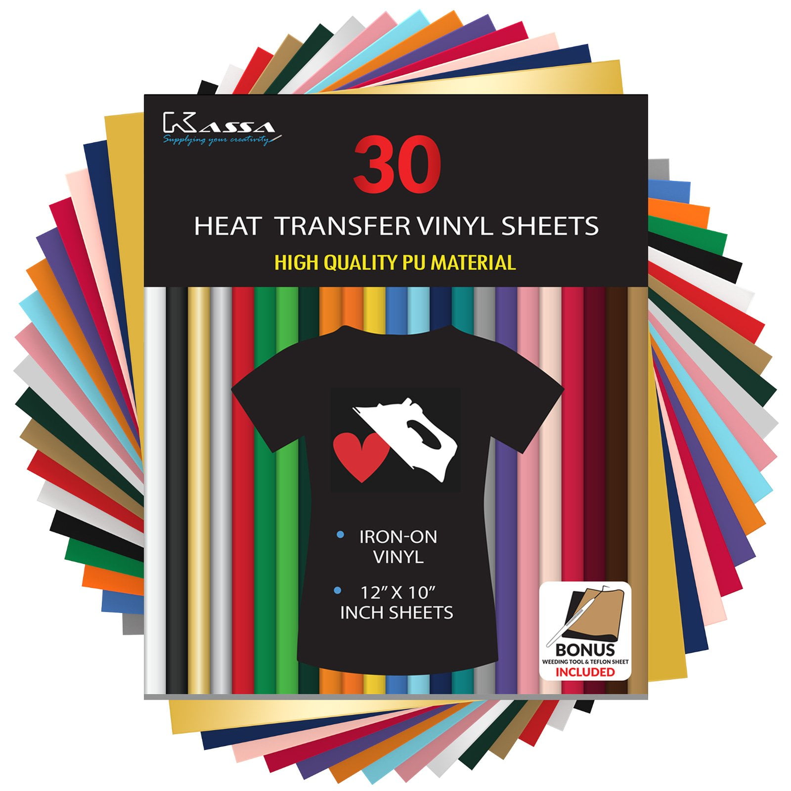 36 Colors 36pcs Heat Transfer Vinyl 12" x 10" Sheets T-Shirt HTV Bundle Cricut 