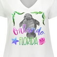 thumbnail image 4 of Inktastic Orlando Florida Cute Swimming Manatee Women's Plus Size V-Neck T-Shirt, 4 of 5