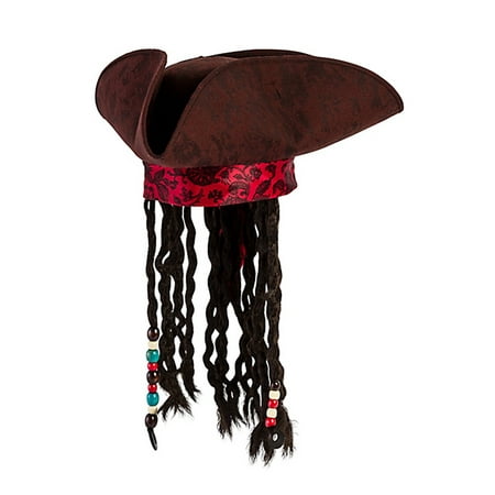 Jack Caribbean Sparrow Tricorn Pirate Hat Buccaneer Beads Dreadlock Hair Costume