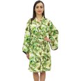 thumbnail image 2 of Bimba Women's Leaf Printed Short Kimono Robe Bridal Wedding Nightwear Wrap-10, 2 of 5