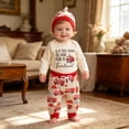 thumbnail image 6 of Ulanda Coming Home Outfit Boy Newborn Onesie Romper Sweatshirt Pants Hat Clothing Set Fall Winter Outfits (Beige, 3-6 Months), 6 of 6