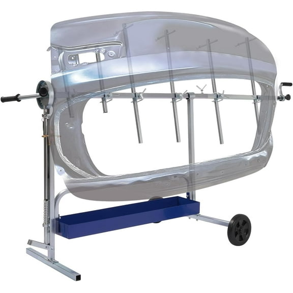 KOJEM Rotating Paint Stand Universal With Tool Tray 360-Degree Rotation With ﻿Adjustable Bars Car Body Paint Panel Stand Drying Rack Holder Working Stand For Automotive Bumpers Fenders Doors Hoods