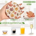 thumbnail image 2 of Yayeee 6 PCS Drink Coasters with Holder Set Woven Absorbent Round Tabletop Hot Pad, Gray Autumn Leaves, 2 of 7