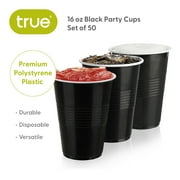 True Black Disposable Cups for Birthday Party, Game Nights, 16oz, Set of 50