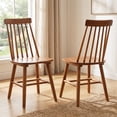 thumbnail image 3 of ATOMSPACE Windsor Dining Chairs Set of 2, Farmhouse Solid Wood Spindle Back Chair for Kitchen & Dining Room, Walnut, 3 of 8
