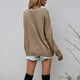 thumbnail image 2 of Gibobby Sueter Para Mujer Invierno Punto Suéter largo de cuello redondo de color sólido Suéter de punto de un solo pecho informal de talla grande(Caqui,CH), 2 of 6