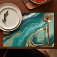 thumbnail image 5 of Teal Marble Gold Wave Pattern Summer Placemats Table Placemats Set Of 4-Linen Kitchen Washable Placemats Table Mats 11.8"x17.7" Non-Slip Heat Resistant, 5 of 6