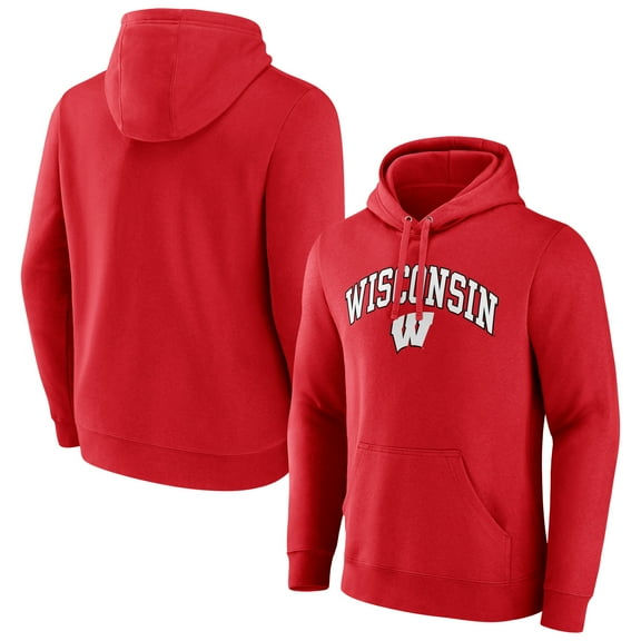 Men's Fanatics Red Wisconsin Badgers Classic Arched Applique Fleece Pullover Hoodie