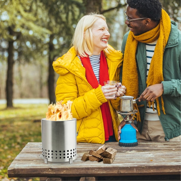 Foyer Nomade Sans Fumée 20 Pouces - Acier Inoxydable Pliable Avec Sac - Camping