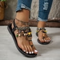 thumbnail image 3 of Xucatan Women's Bohemian Sandals, Beaded Flat Thong Beach Shoes, Open Toe Roman Style Footwear, Versatile Summer Casual Festival Style Gift, 3 of 7