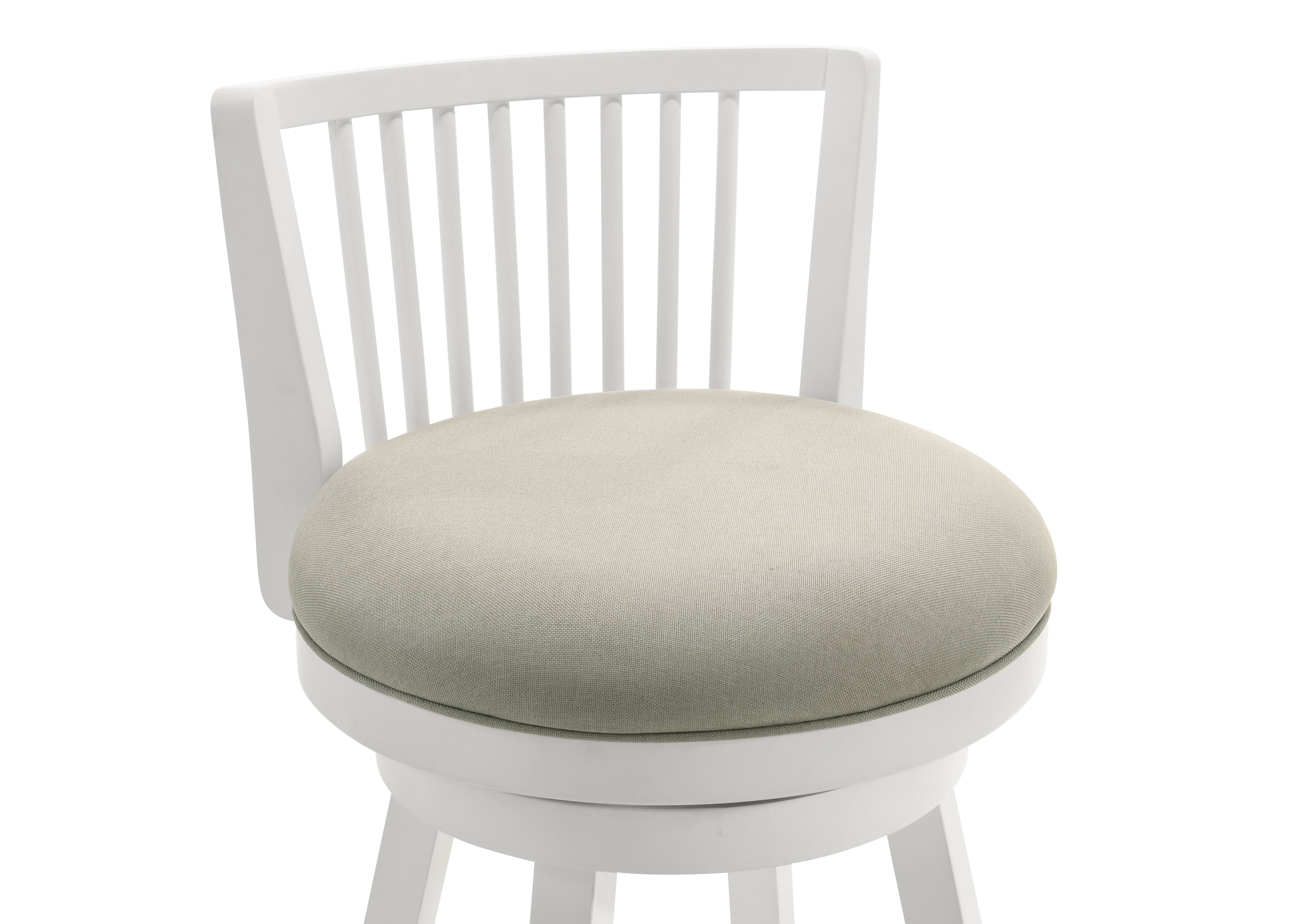 Harper 26 in. Matte White Counter Height Rubberwood Swivel Barstool with Fog Fabric Seat - Set of 3