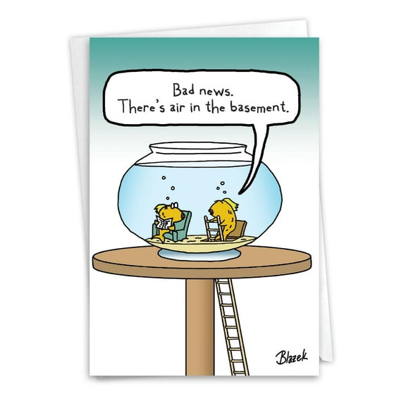 NobleWorks Funny New Home Greeting Card with 5 x 7 Inch Envelope (1 Card) Housewarming Air In Basement C10097NHG