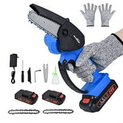 Autolock Mini Cordless Portable Chainsaw, Cutting Branch Wood, Manual Chainsaw Equipped with Two 2000mAh Batteries