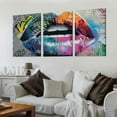 thumbnail image 2 of Ullo0ord Color Lips Canvas Wall Art Banksy Street Graffiti Pictures Wall Decor Colorful Mouth Artwork Painting Abstract Poster Print for Home Living room Bedroom Bathroom Office  12x16x3pcs, 2 of 6