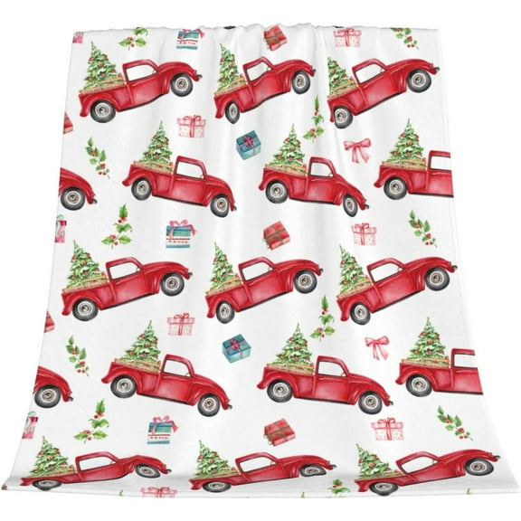 Blanket Red Truck and Christmas Tree, Soft Warm Lightweight Blanket, for men & Women - 40"x50" Soft Fleece Blankets