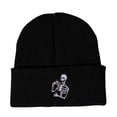 thumbnail image 5 of SYMOID Embroidered Skeleton Cuffed Knit Beanie - Unisex Winter Hat for Men Women, Black Hats,Size Free Size, 5 of 6