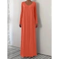 thumbnail image 4 of mfyjkho Vestidos para mujer, Vestido de mujer de moda de color liso con cuello en V y manga larga, falda larga con bolsillo Vestidos maxi para mujer s, 4 of 5