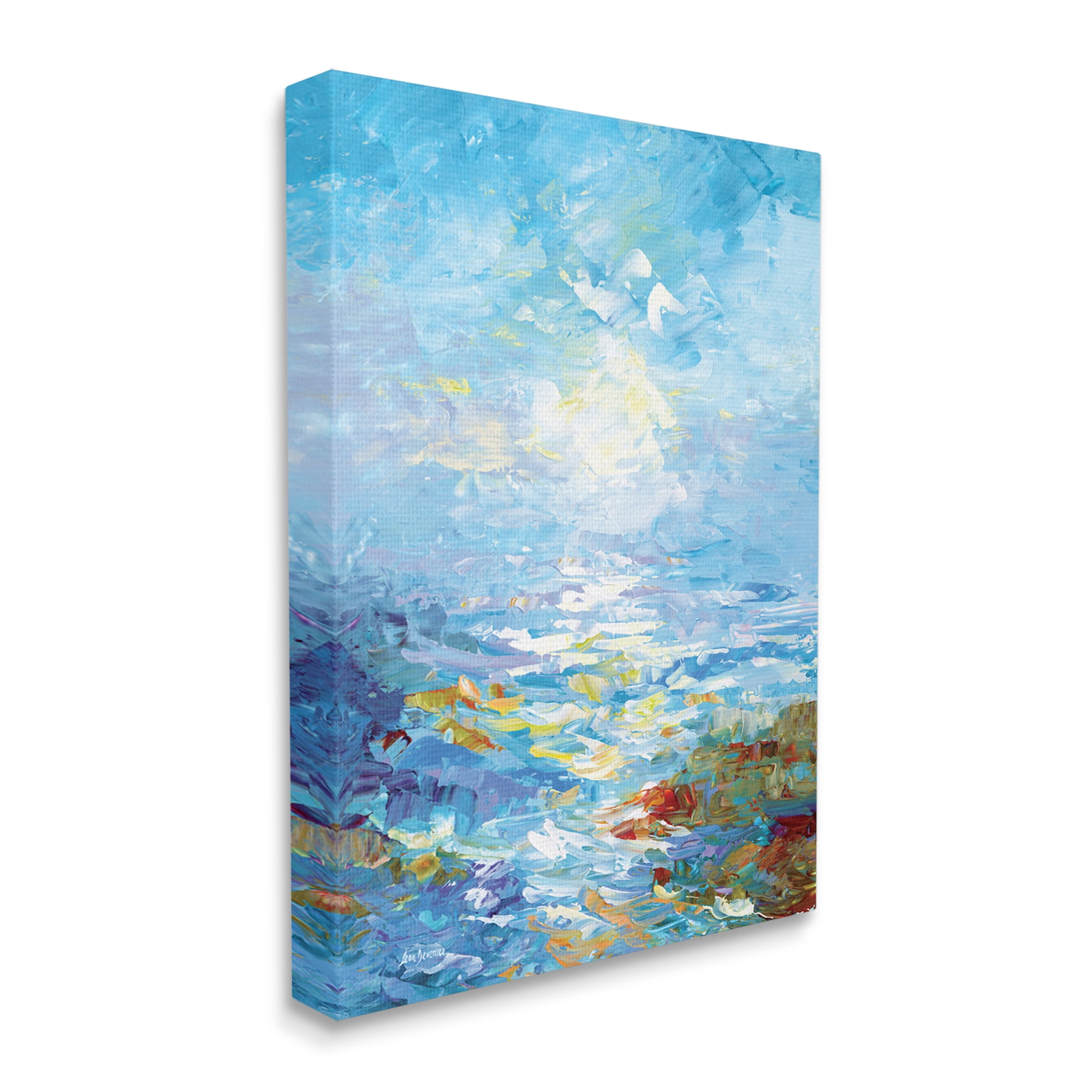 Stupell Industries Abstract Ocean Bliss Blue Landscape Painting Gallery Wrapped Canvas Art Print Wall Art, 36 x 48