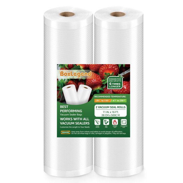 BoxLegend Vacuum Sealer Bags, 2 Rolls 11''x16' Seal a Meal Bags Food