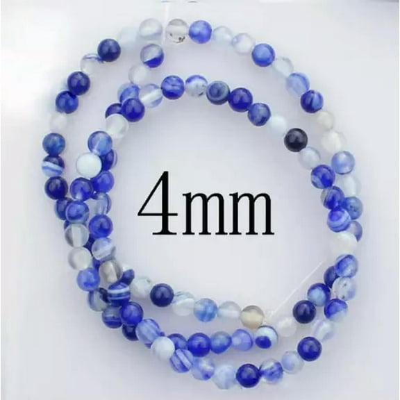 U8MO 15" Strand Natural Blue Lace Agate Stone Gemstone Beads 4mm 6mm 8mm 10mm 12mm-4mm